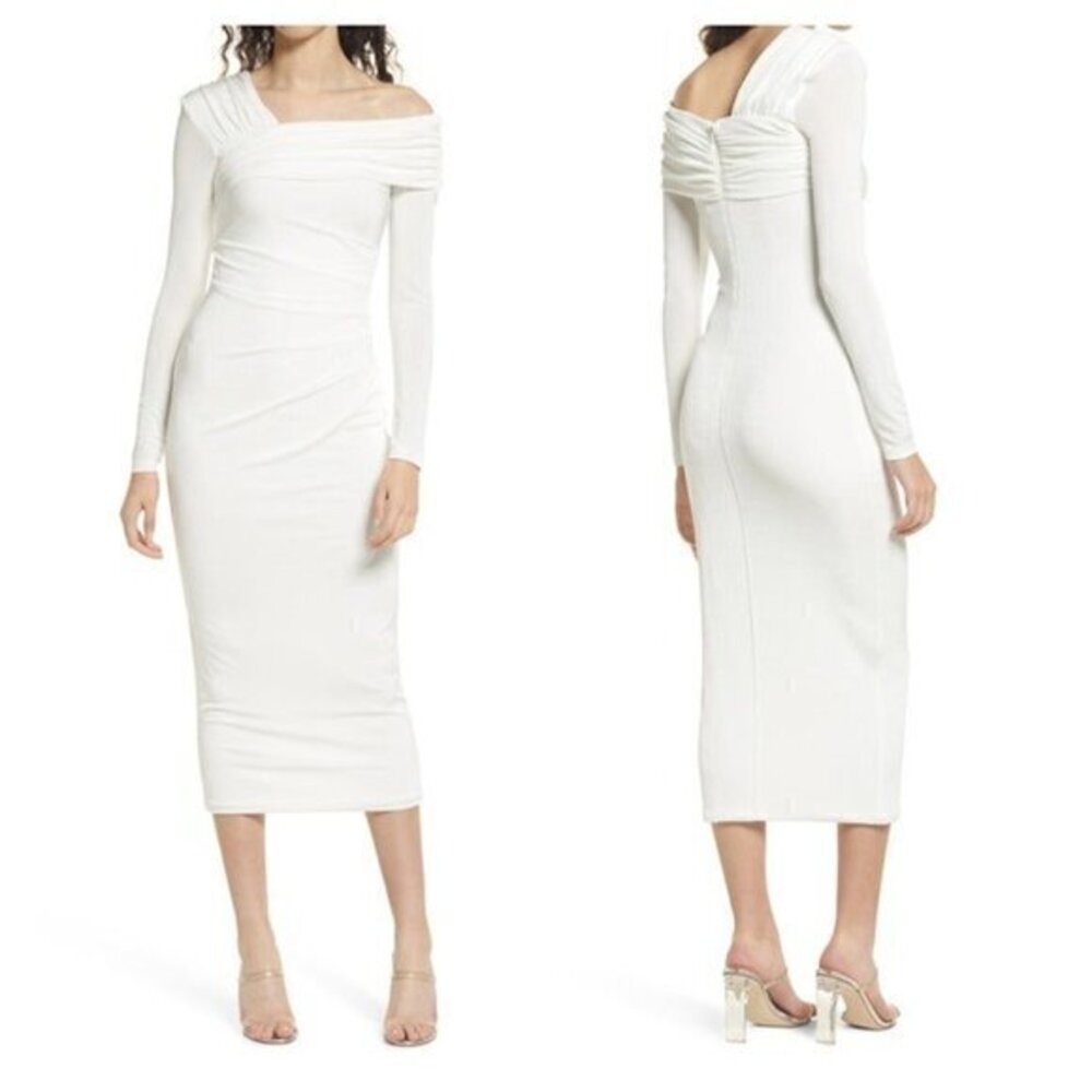 MISHA Collection Elenor Slinky Jersey Midi Dress - Ivory
